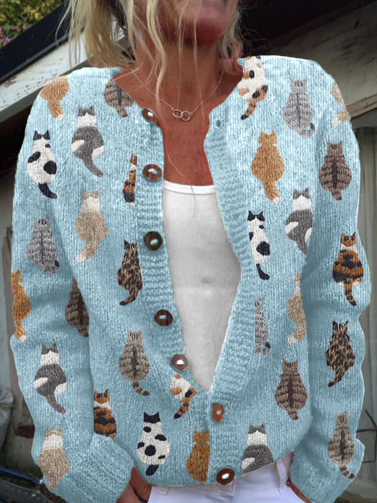 Charlotte™ | Cardigan douillet à motif de chats