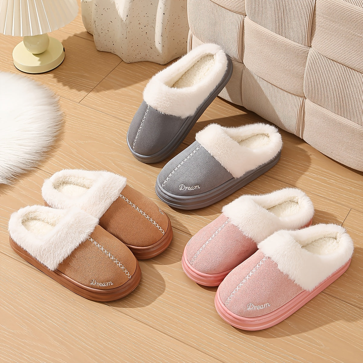 Suze – Chaussons douillets en fourrure avec une doublure chaude
