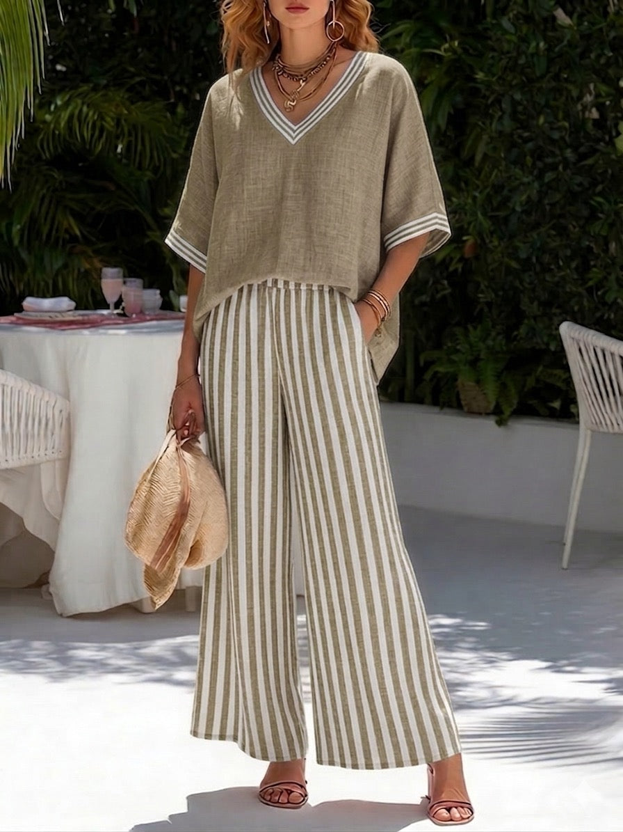 Aurélie | Ensemble Rayé Deux Pièces Été