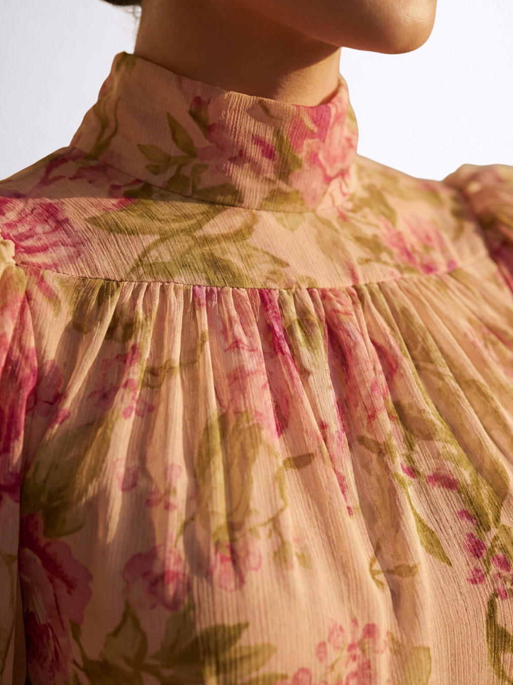 Rosario | Robe longue à motifs floraux en mousseline