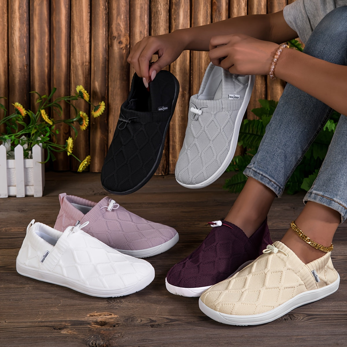 Fleur – Baskets minimalistes avec pointe extra-large et semelle souple