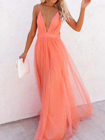 Ginevra | Robe longue couleur corail clair