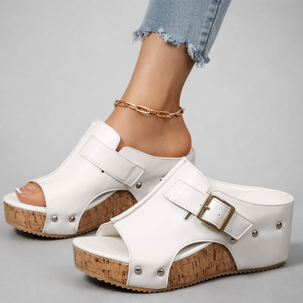CASSIA™ | Sandales à semelle compensée en cuir