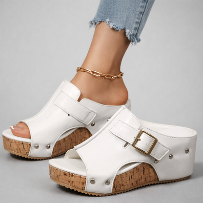 CASSIA™ | Sandales à semelle compensée en cuir