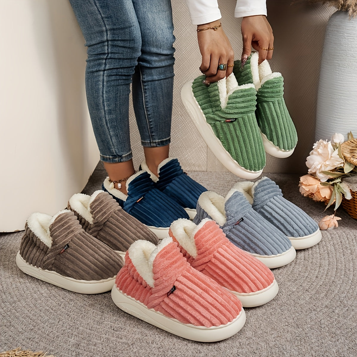 Vera – Chaussons douillets en tricot avec une doublure chaude