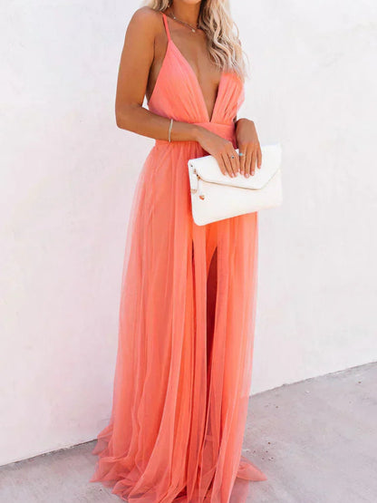 Ginevra | Robe longue couleur corail clair