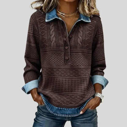 Azalea - Pull vintage à col et motif tricoté en torsades