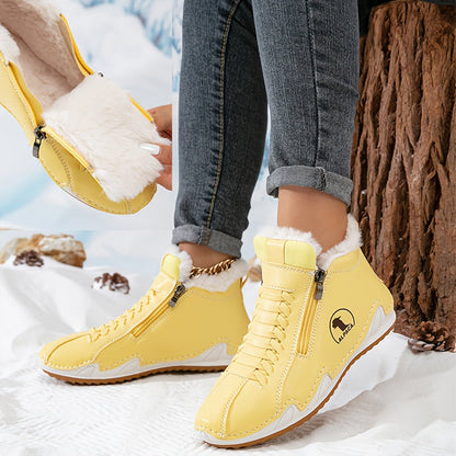 Lotte – Bottines doublées chaudes avec fermeture éclair et laçage