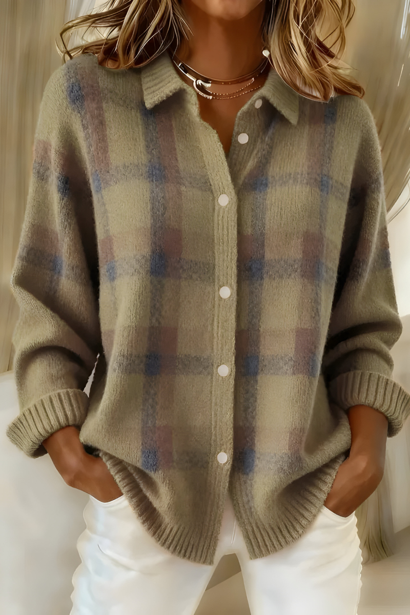 ANNA | CARDIGAN EN MAILLE À CARREAUX