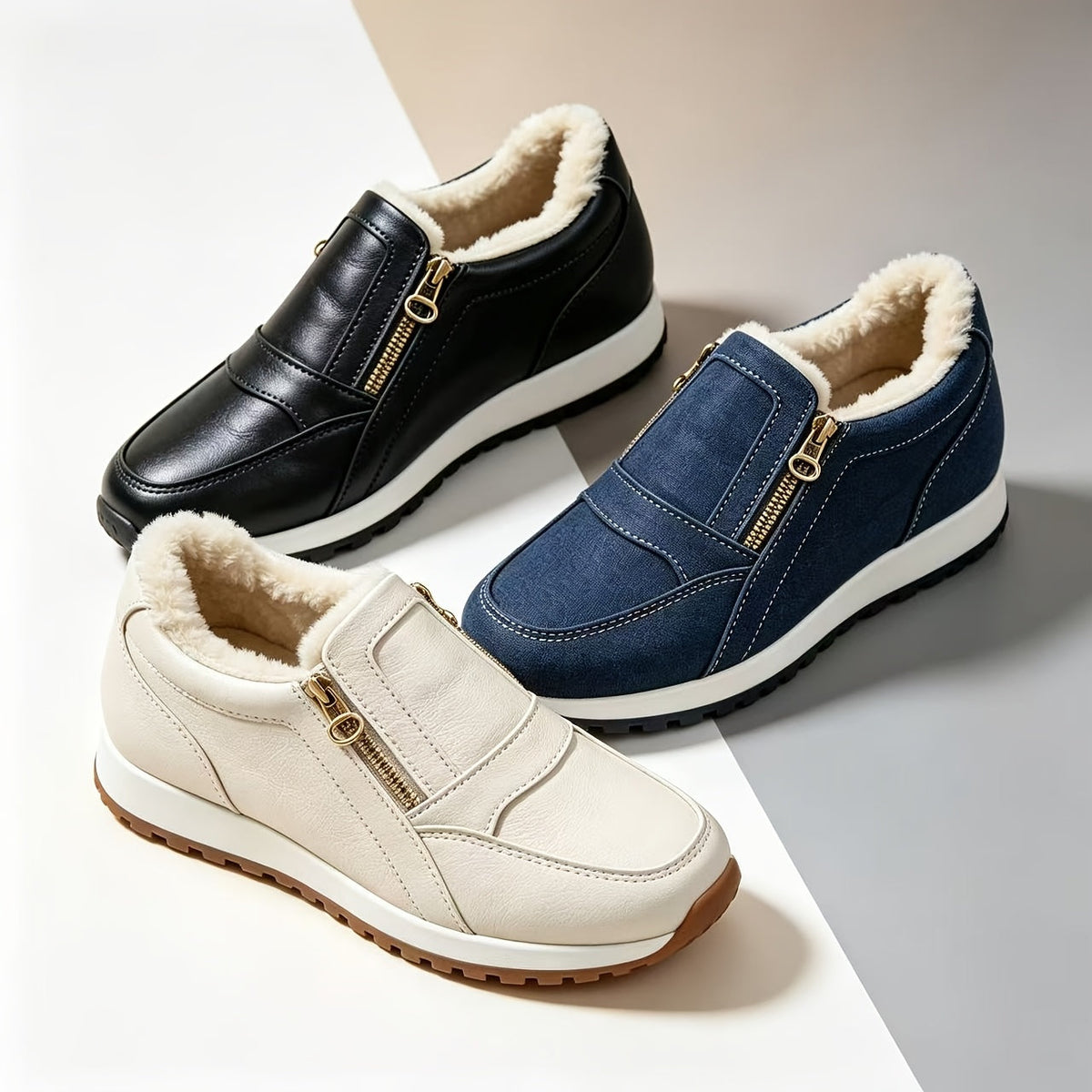 Janne – Baskets slip-on chaudes à double fermeture éclair