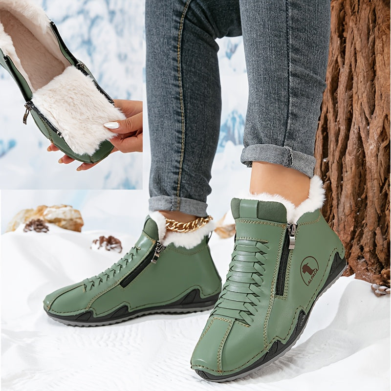 Lotte – Bottines doublées chaudes avec fermeture éclair et laçage