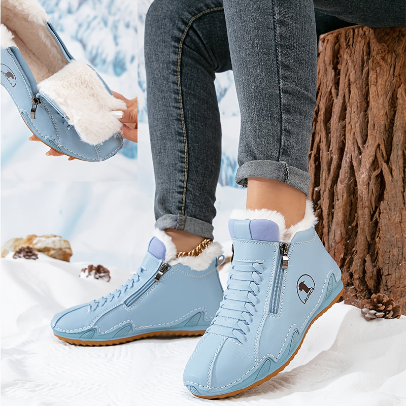 Lotte – Bottines doublées chaudes avec fermeture éclair et laçage