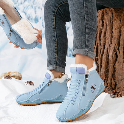 Lotte – Bottines doublées chaudes avec fermeture éclair et laçage