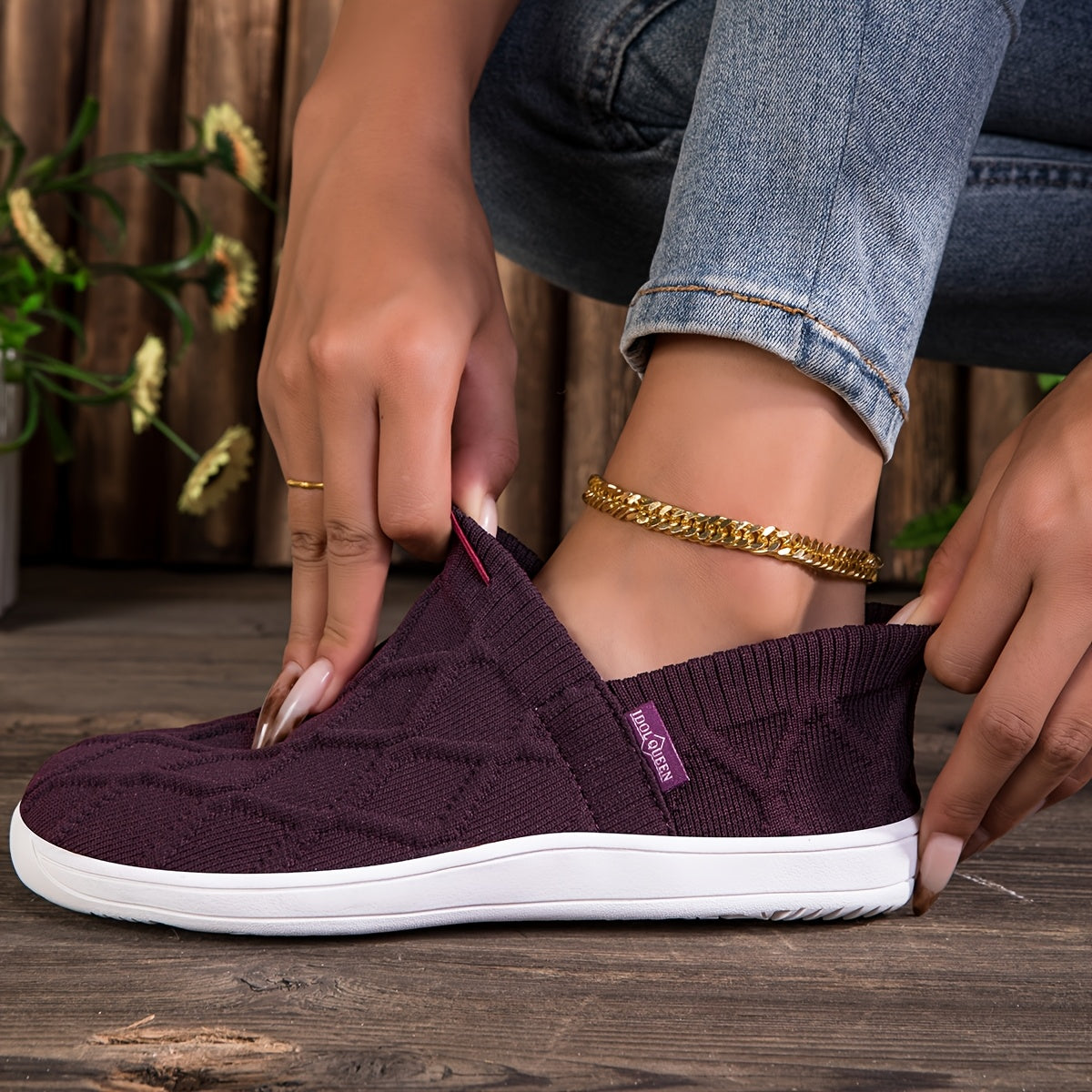 Fleur – Baskets minimalistes avec pointe extra-large et semelle souple