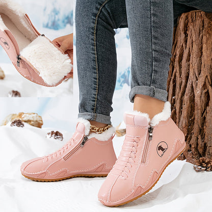 Lotte – Bottines doublées chaudes avec fermeture éclair et laçage
