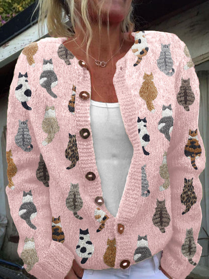 Charlotte™ | Cardigan douillet à motif de chats