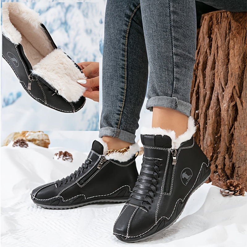 Lotte – Bottines doublées chaudes avec fermeture éclair et laçage