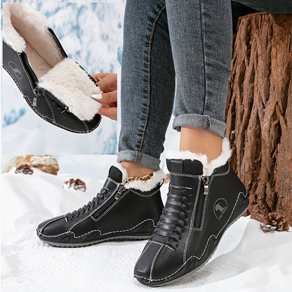 Lotte – Bottines doublées chaudes avec fermeture éclair et laçage