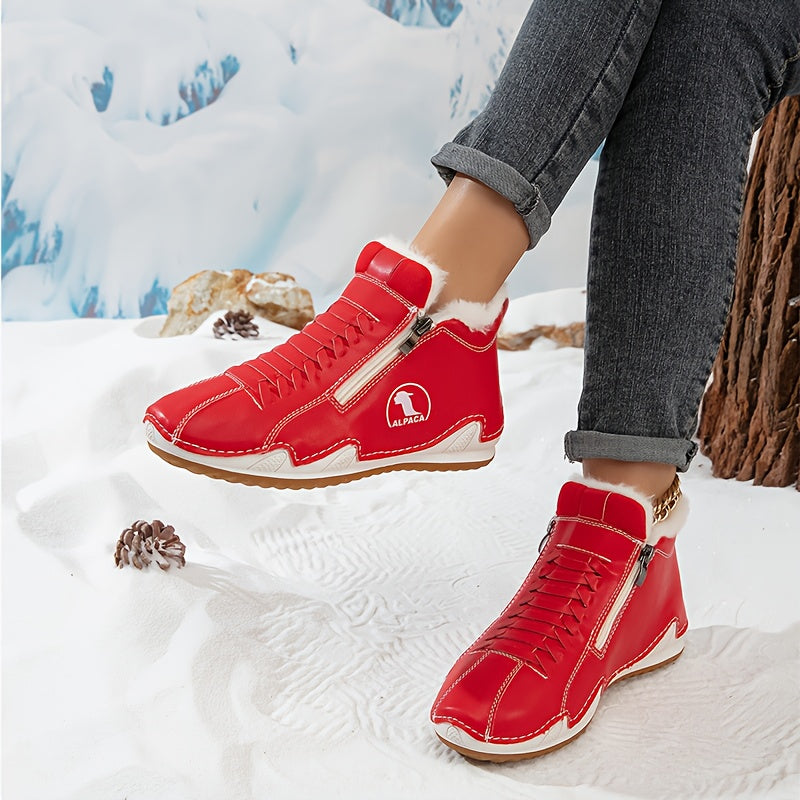 Lotte – Bottines doublées chaudes avec fermeture éclair et laçage