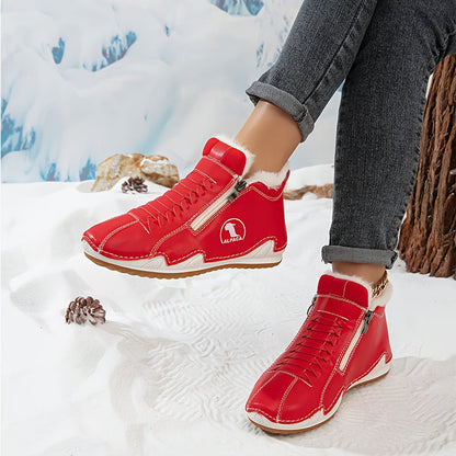 Lotte – Bottines doublées chaudes avec fermeture éclair et laçage