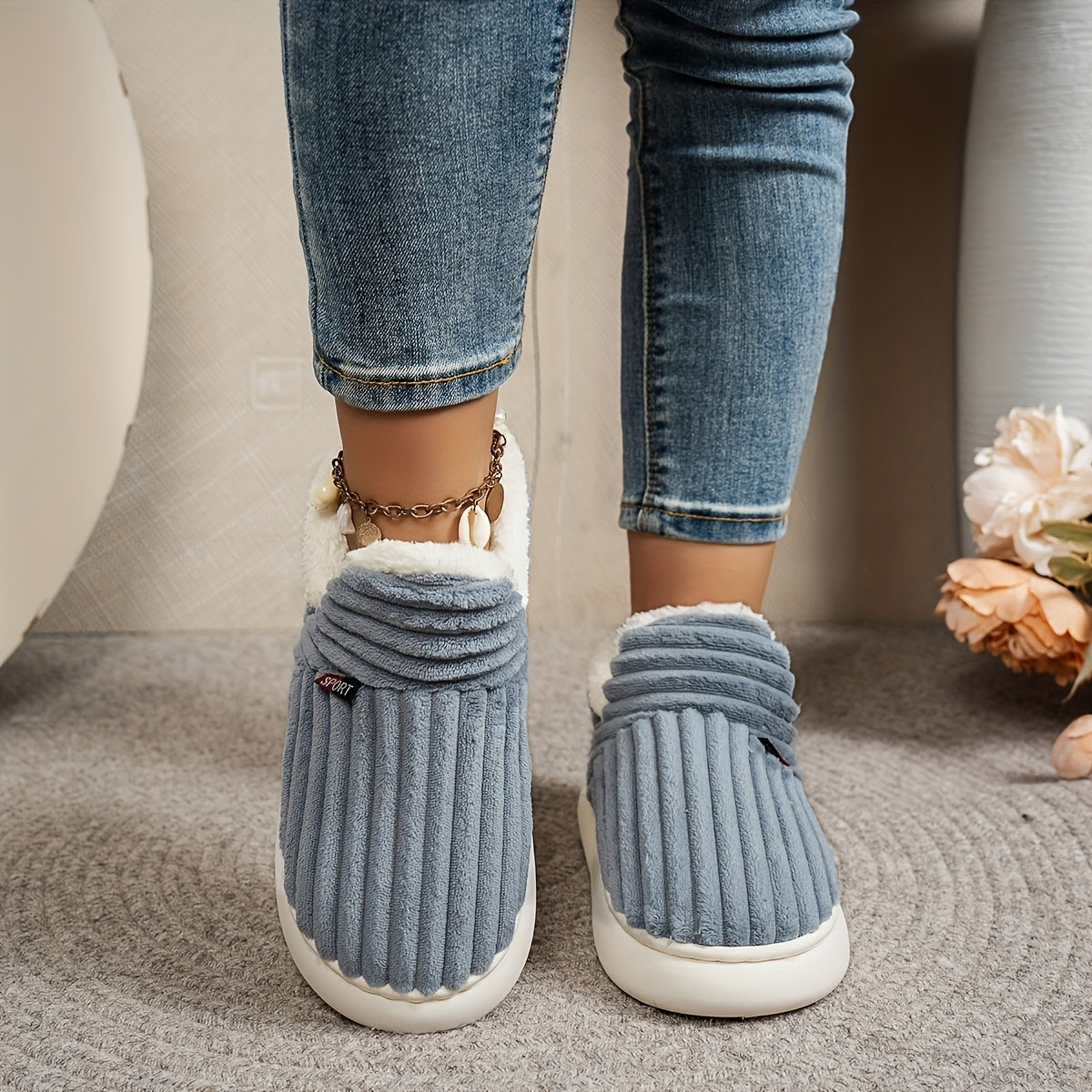 Vera – Chaussons douillets en tricot avec une doublure chaude