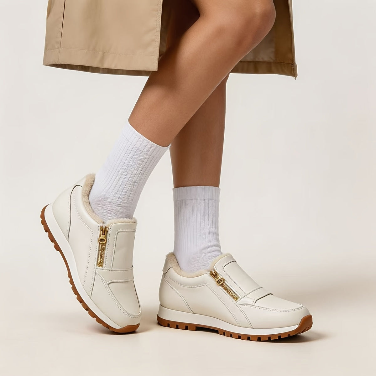 Janne – Baskets slip-on chaudes à double fermeture éclair