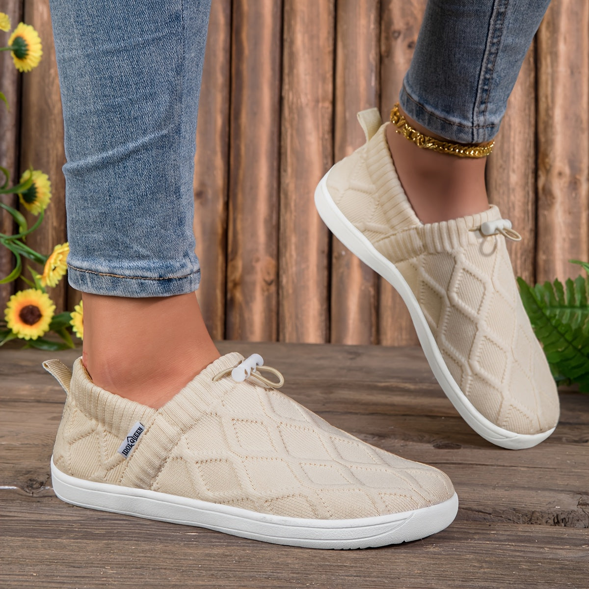 Fleur – Baskets minimalistes avec pointe extra-large et semelle souple
