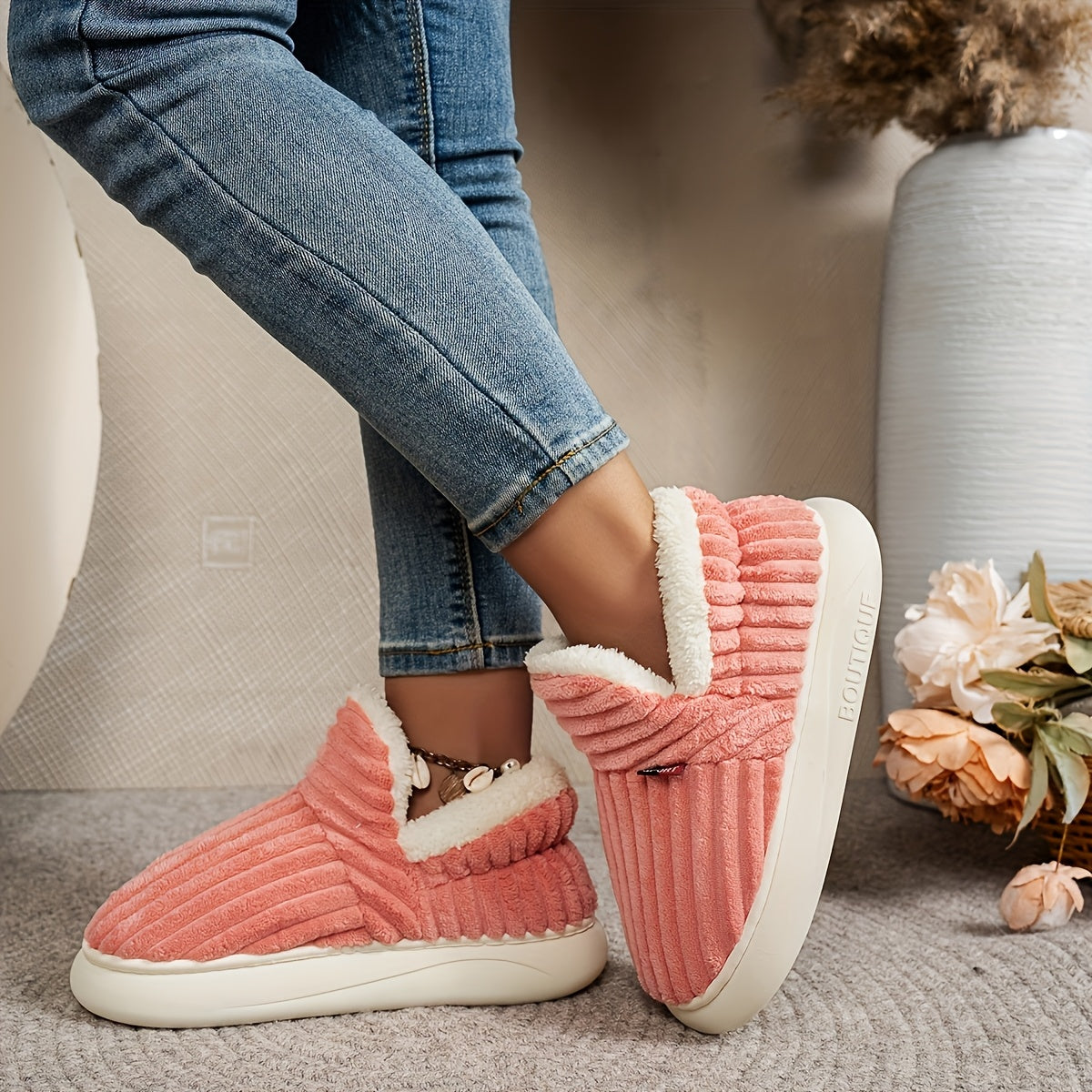 Vera – Chaussons douillets en tricot avec une doublure chaude