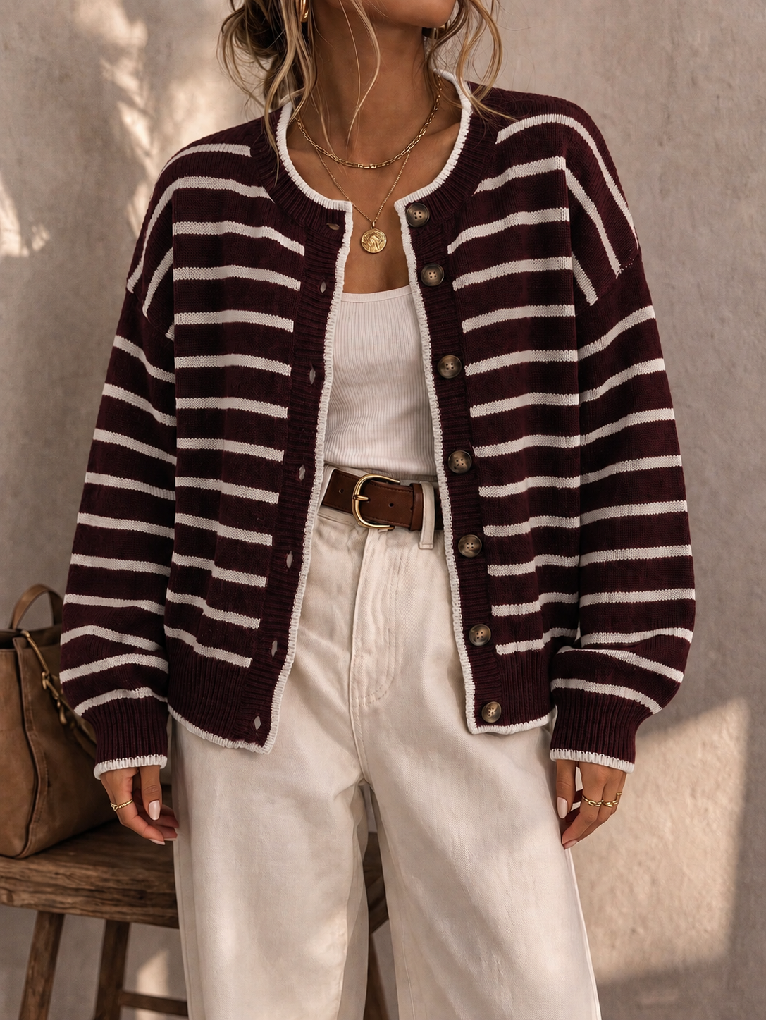 Mabel | Cardigan en maille rayée