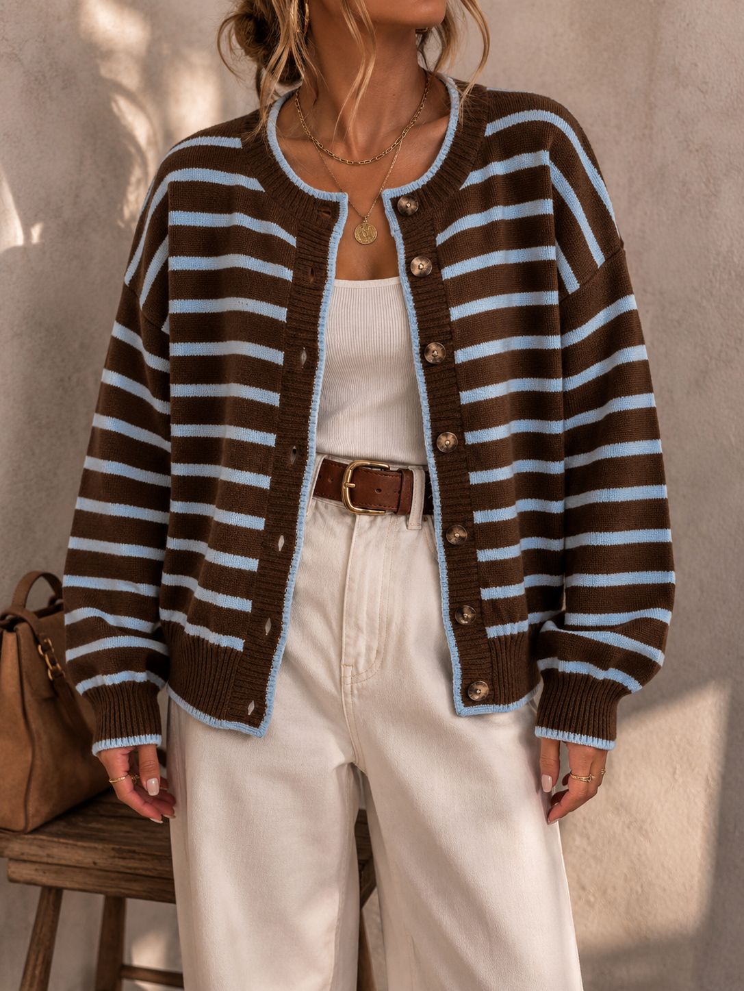 Mabel | Cardigan en maille rayée