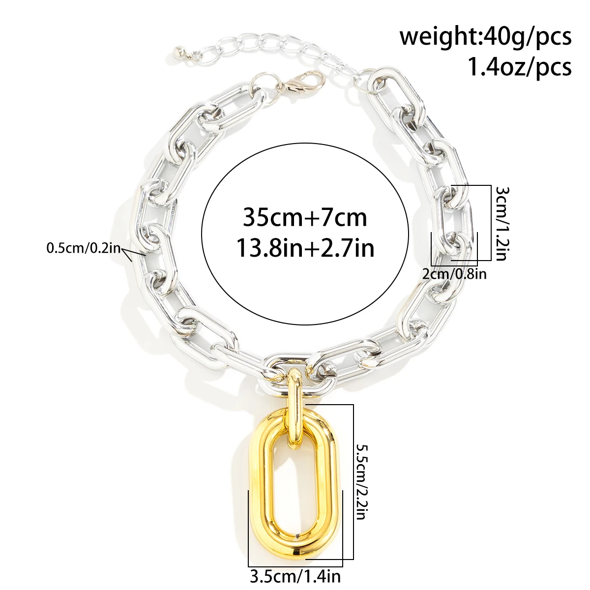 Collier chaîne et breloque bicolore
