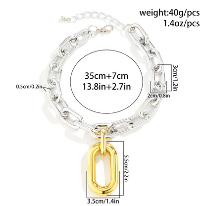 Collier chaîne et breloque bicolore