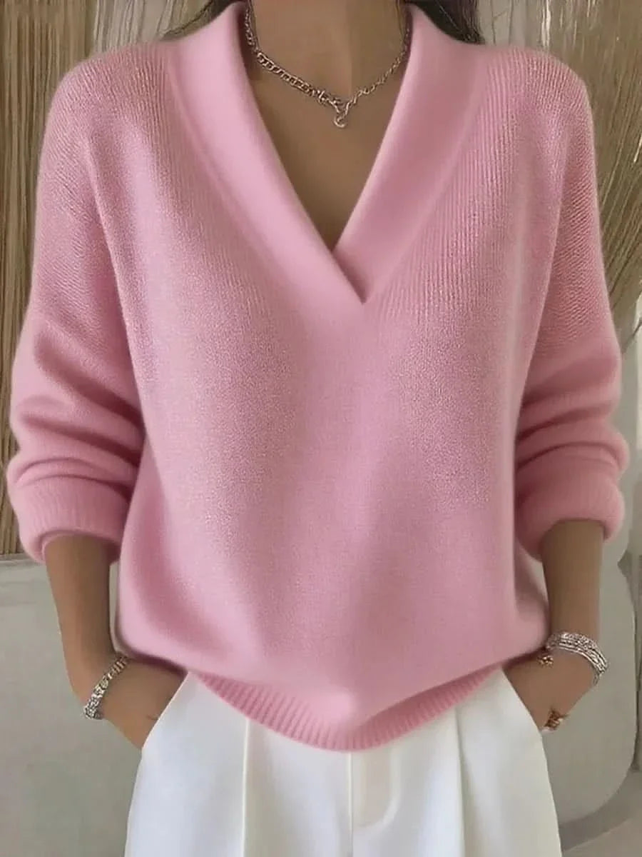 ROSEMERE | Pull en maille à col en V et coupe décontractée
