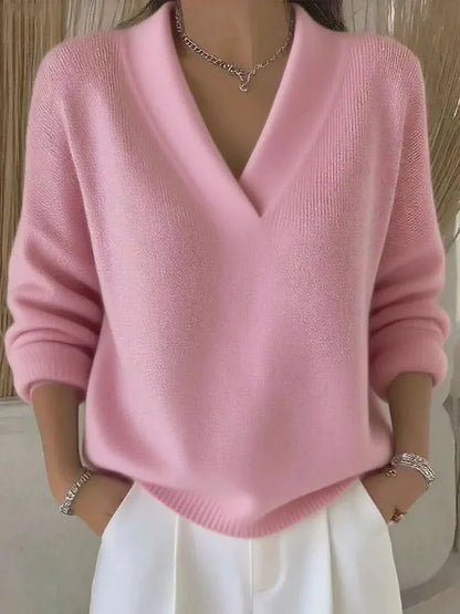 ROSEMERE | Pull en maille à col en V et coupe décontractée