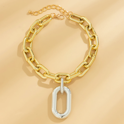 Collier chaîne et breloque bicolore