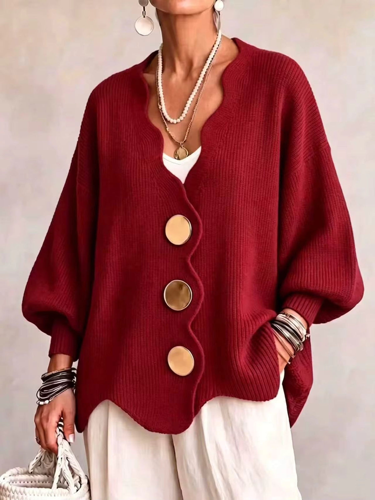 Madison - Cardigan en maille à boutons lâches
