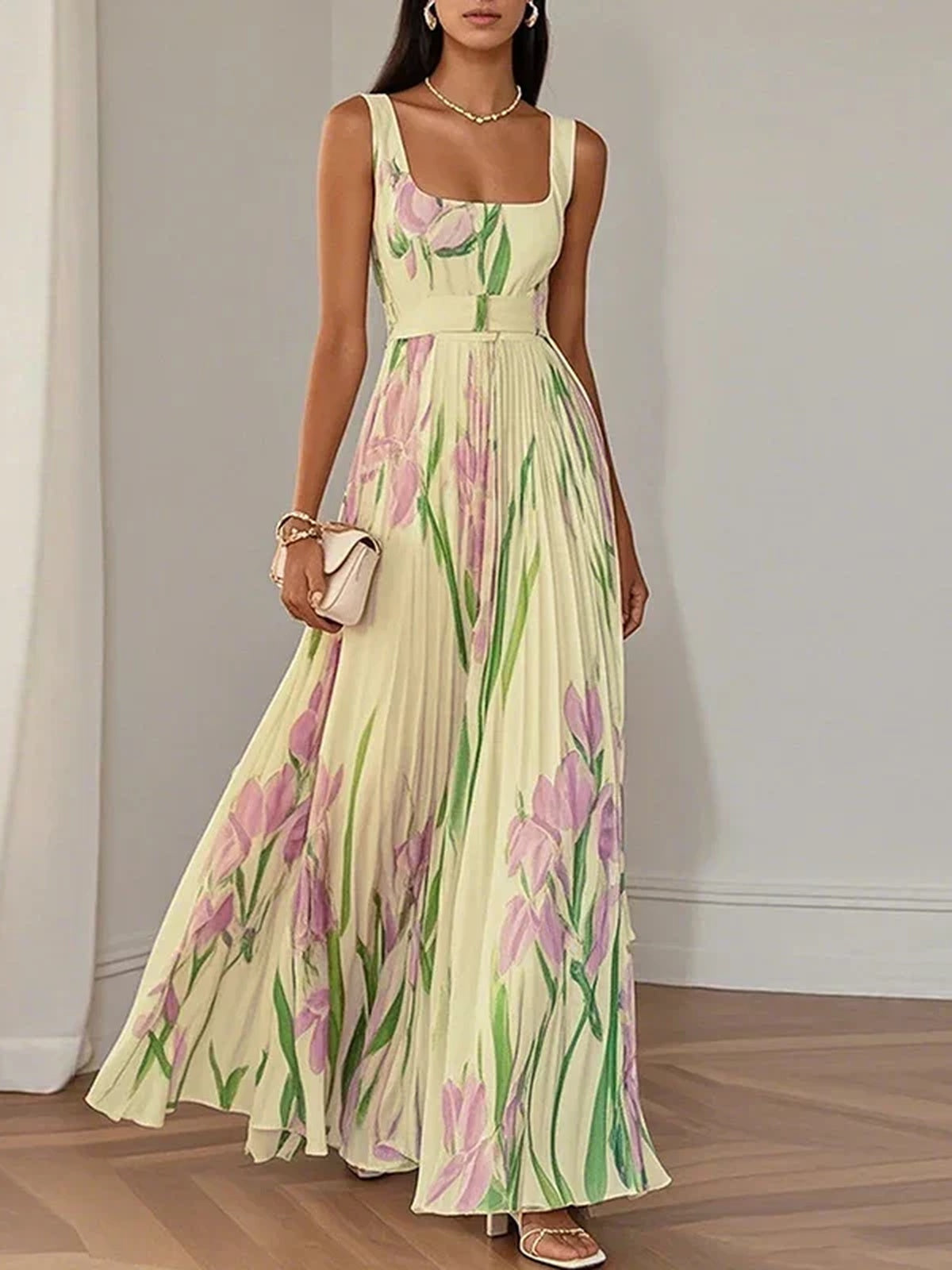 Oriah | Robe longue à coupe trapèze à motifs floraux