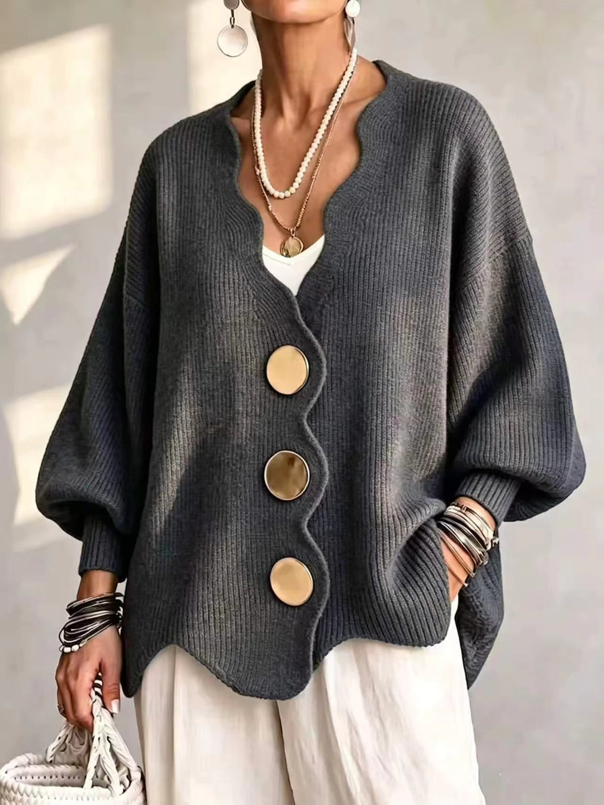 Madison - Cardigan en maille à boutons lâches
