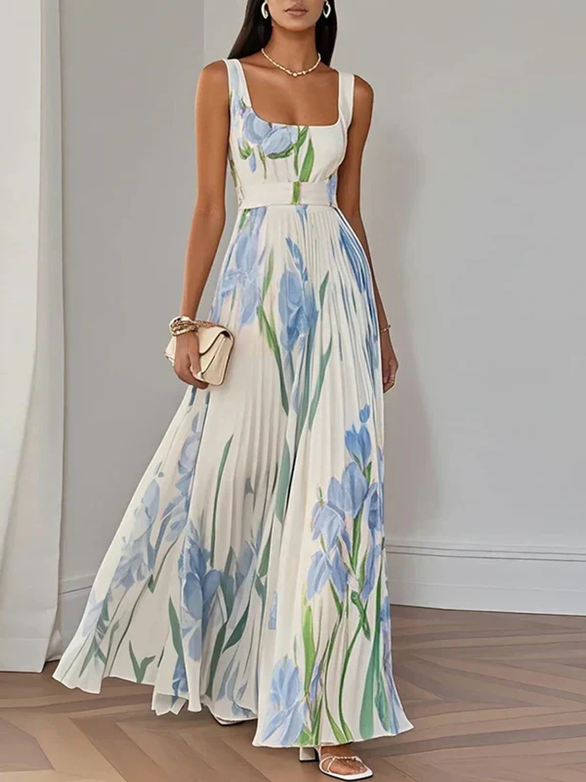 Oriah | Robe longue à coupe trapèze à motifs floraux