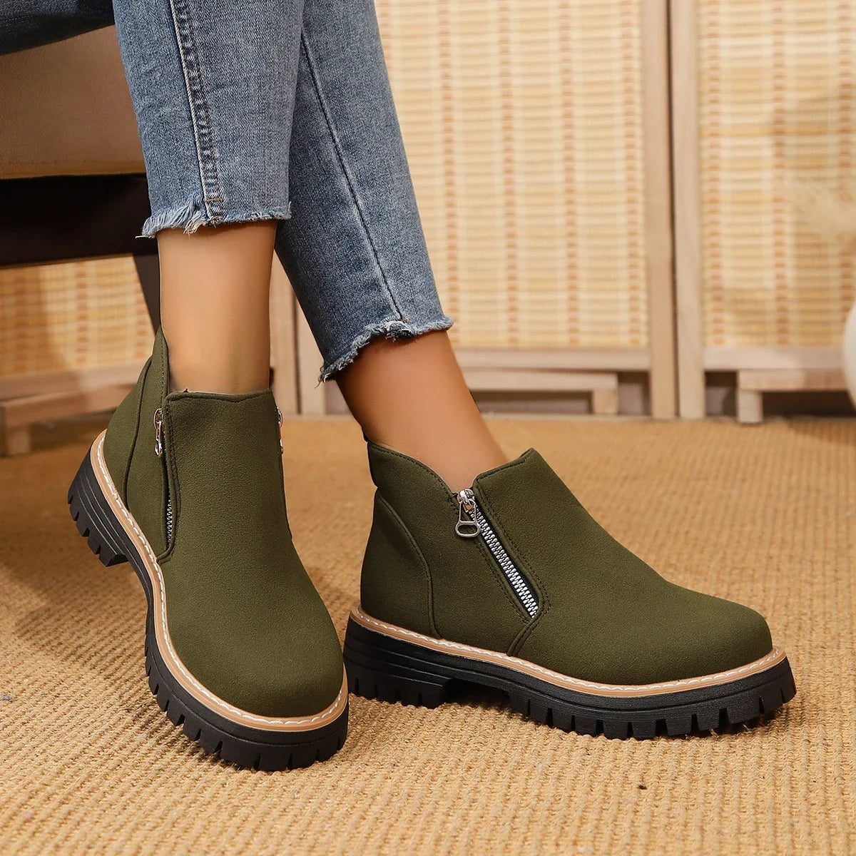 Frida – Bottines à plateforme et semelle épaisse pour l'automne et l'hiver