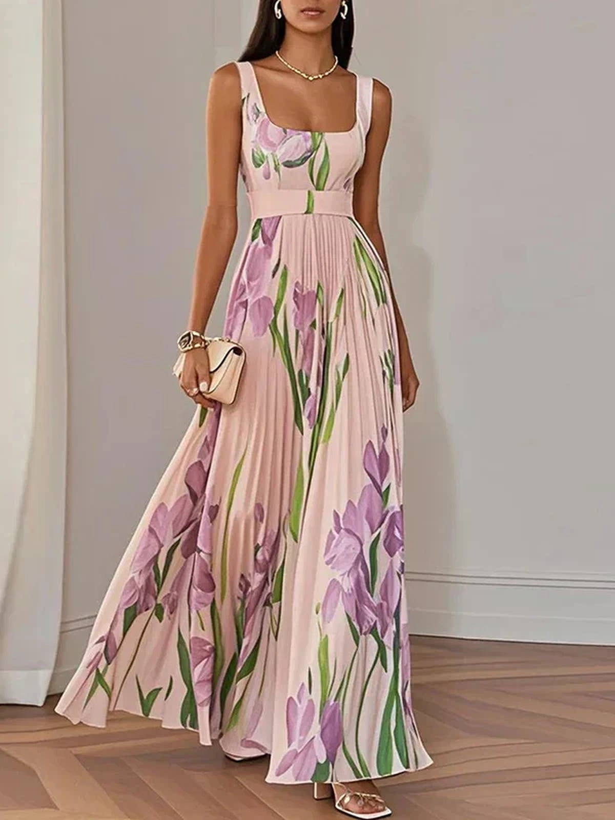 Oriah | Robe longue à coupe trapèze à motifs floraux