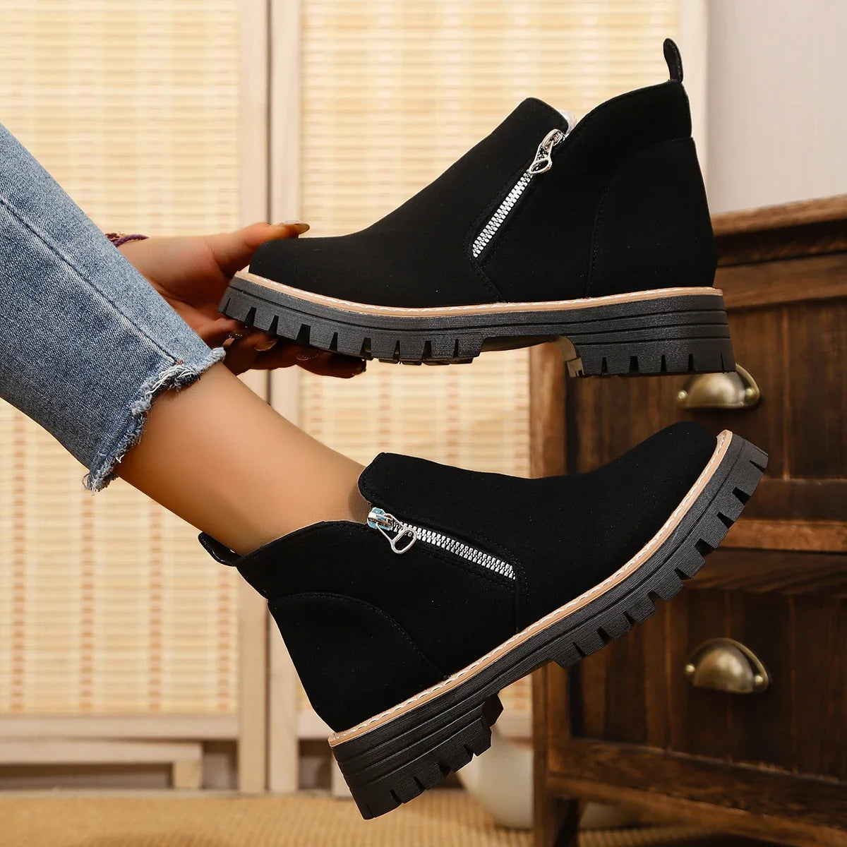 Frida – Bottines à plateforme et semelle épaisse pour l'automne et l'hiver