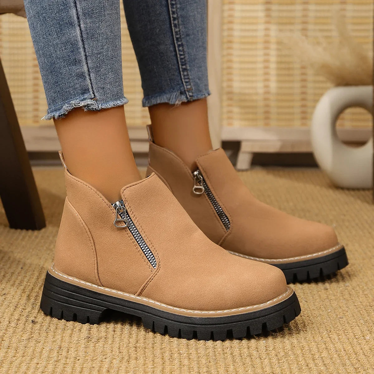 Frida – Bottines à plateforme et semelle épaisse pour l'automne et l'hiver