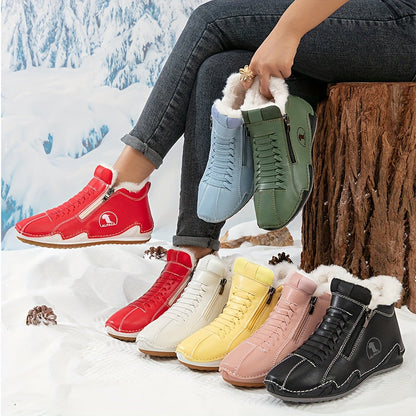 Lotte – Bottines doublées chaudes avec fermeture éclair et laçage