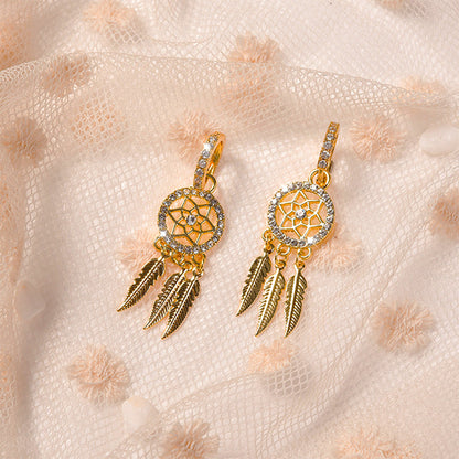 Boucles d'oreilles attrape-rêves en or massif 14 carats