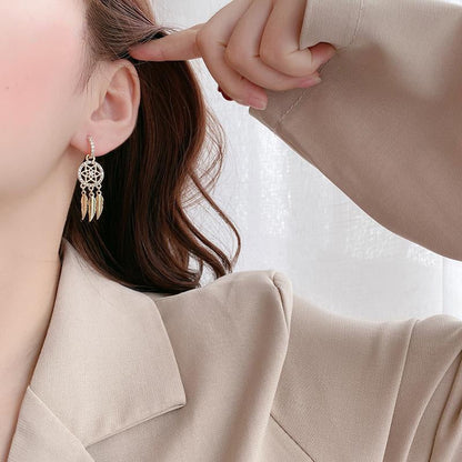 Boucles d'oreilles attrape-rêves en or massif 14 carats
