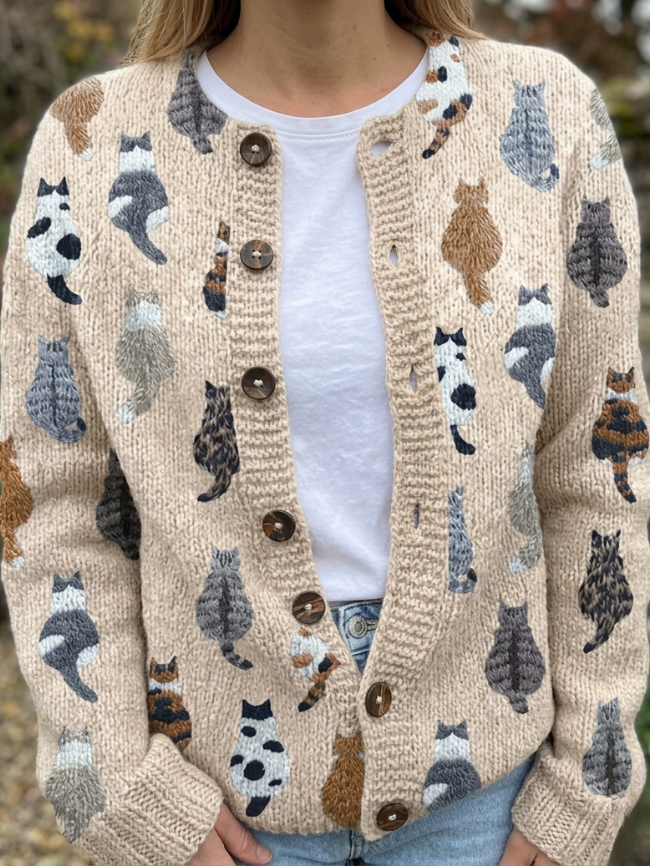 Charlotte™ | Cardigan douillet à motif de chats