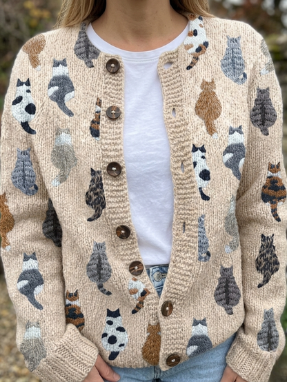 Charlotte™ | Cardigan douillet à motif de chats