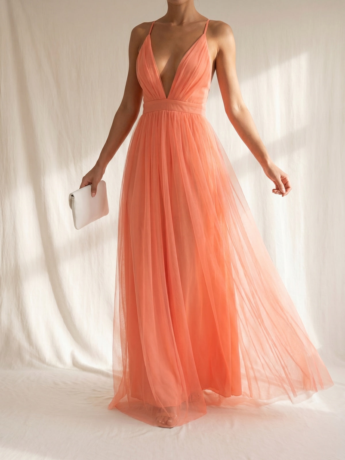Ginevra | Robe longue couleur corail clair