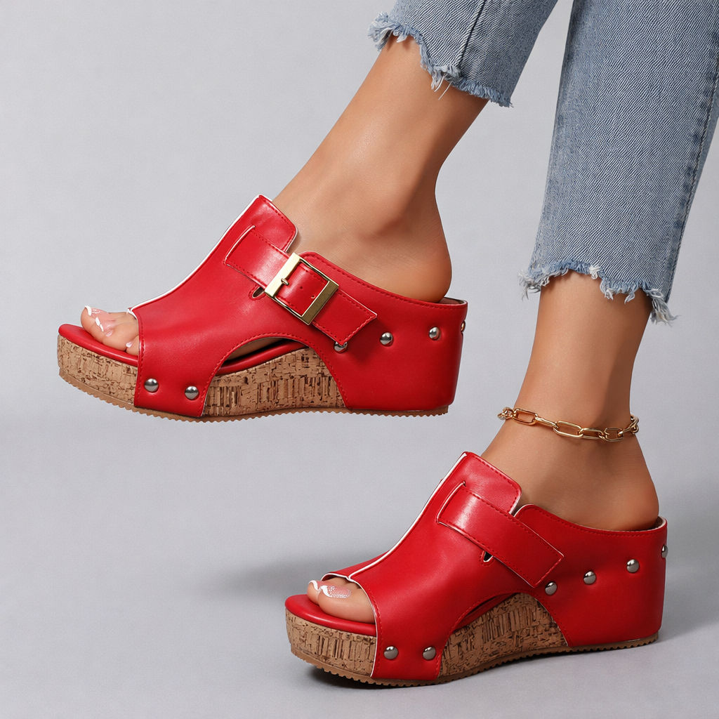 CASSIA™ | Sandales à semelle compensée en cuir